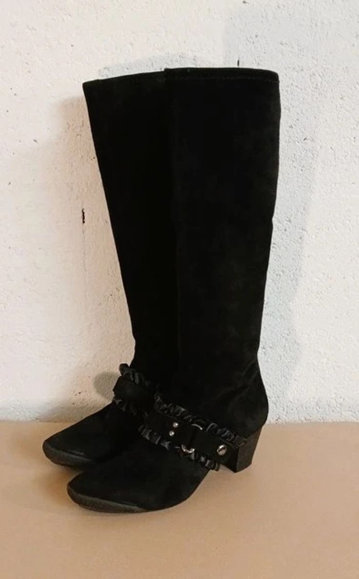 🖤 Bottes en daim noir Rosemétal – Chic & vintage – Taille 37.5 - photo numéro 2