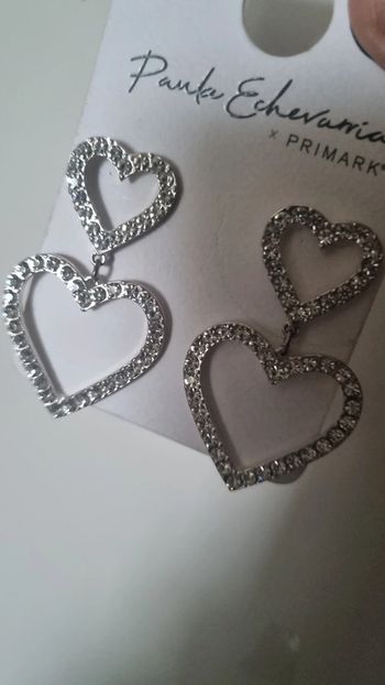 Boucles d'oreilles neuves cœur argenté diamant neuf