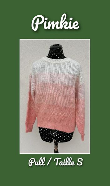 Pull over mailles rose saumon blanc Taille S Pimkie