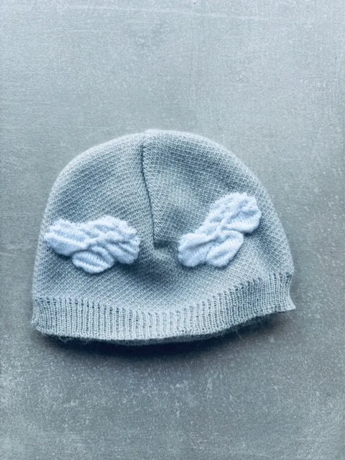 Bonnet bébé nuage gris et blanc 1 mois - photo numéro 2