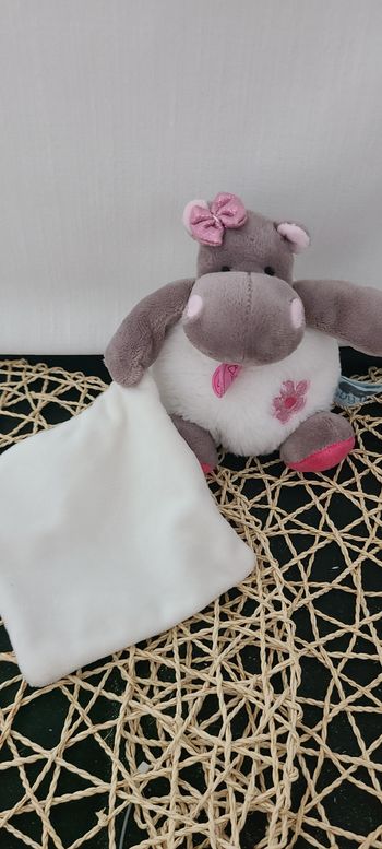 Baby Nat' - Peluche Hippopotame avec Doudou Mouchoir