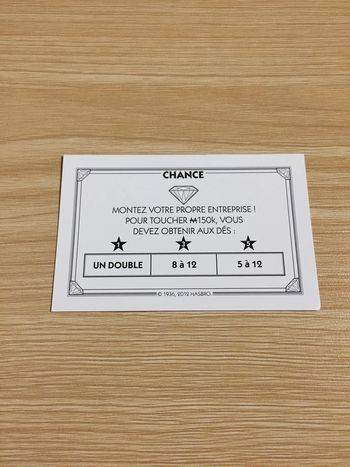 Carte chance votre propre entreprise pièce détachée jeu de société Monopoly Millionnaire #A45