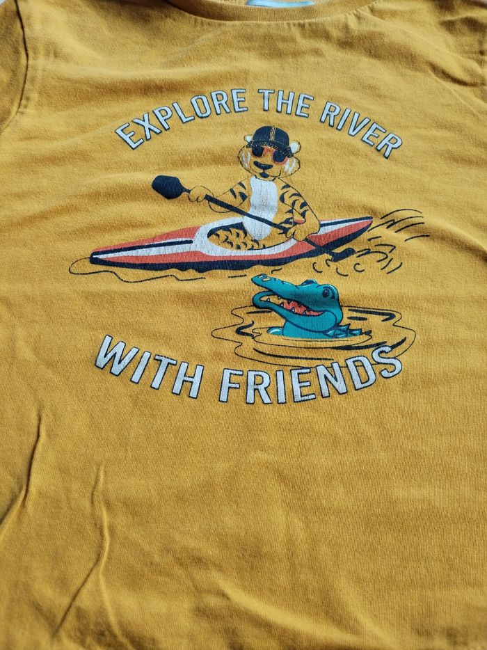 T shirt jaune imprimé tigre 5 ans