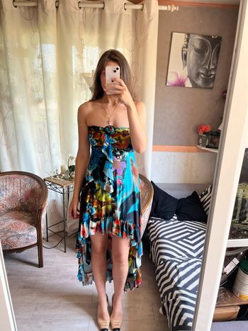 Robe bustier asymétrique y2k vintage fleurie country western