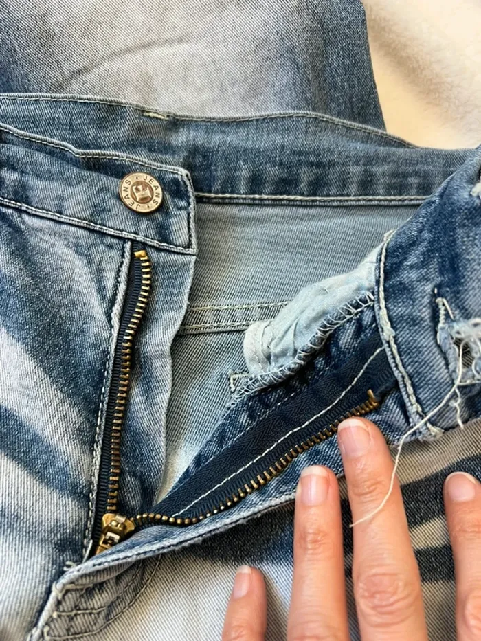 Jeans évasé y2k effet delavé Bratz denim Coquette vintage - Taille S - photo numéro 9