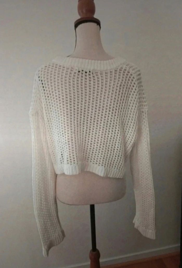 Pull ajouré blanc taille L - photo numéro 3