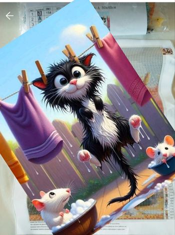 Diamond painting chat qui sèche #S027