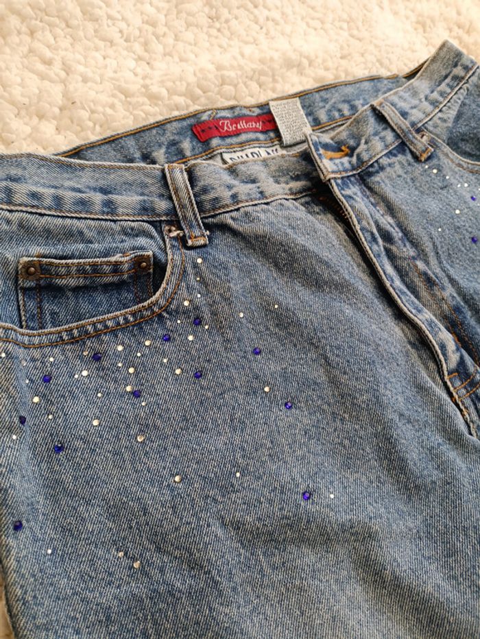 Jean Strass vintage Bill Blass à strass coupe droite taille 38 - photo numéro 2