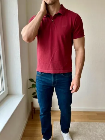 🔴 Polo Lacoste mercerised rouge – coupe slim fit & intemporelle – taille 2 / XS