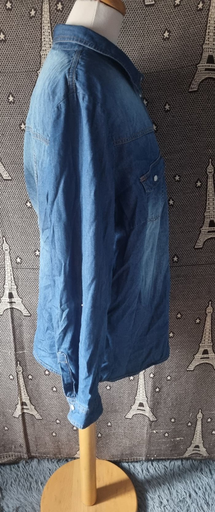 Chemise style jean manches retroussable taille 50 - photo numéro 4