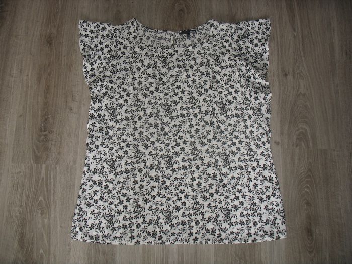 CHEMISIER MC BLANC A FLEURS NOIRES "ETAM" - TAILLE 44 - n°03