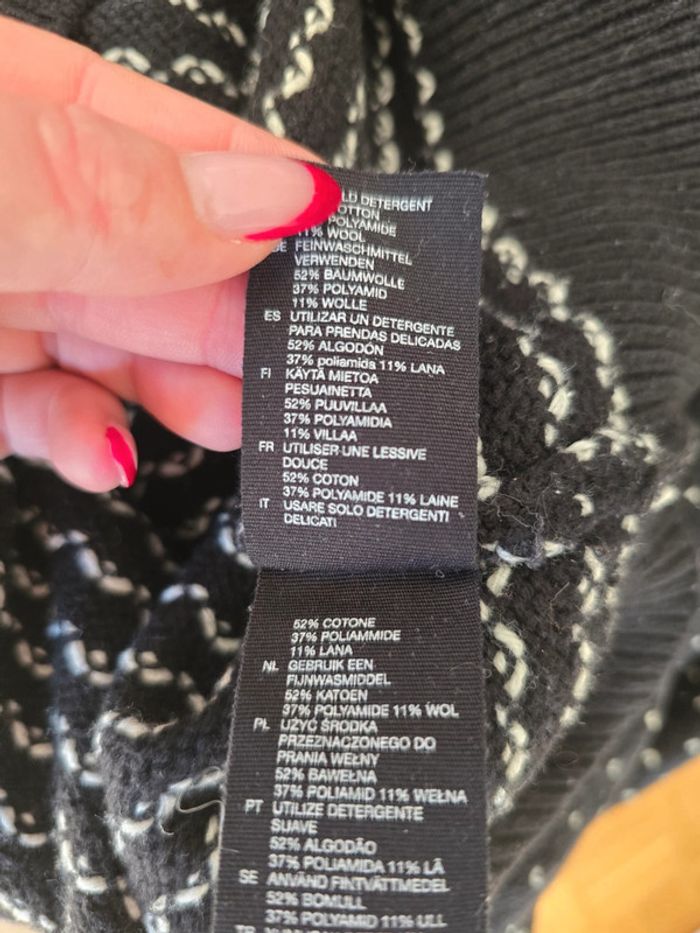 Pull noir en maille épaisse avec petits cœurs - & Other Stories - taille L - 40 - photo numéro 6