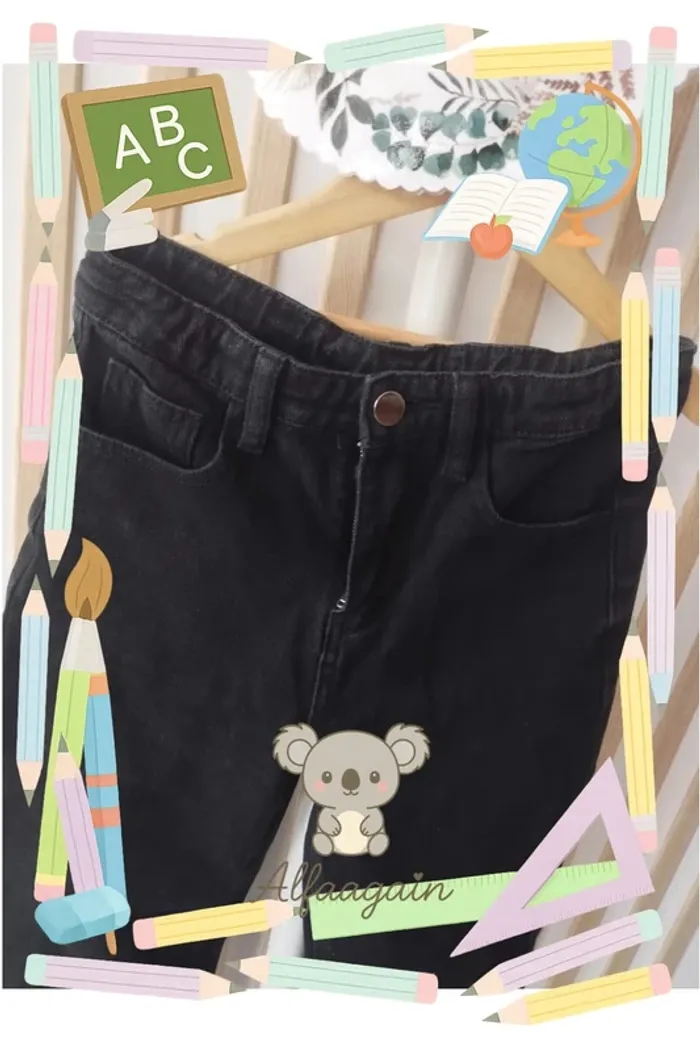 Jean noir large taille haute 10ans shein