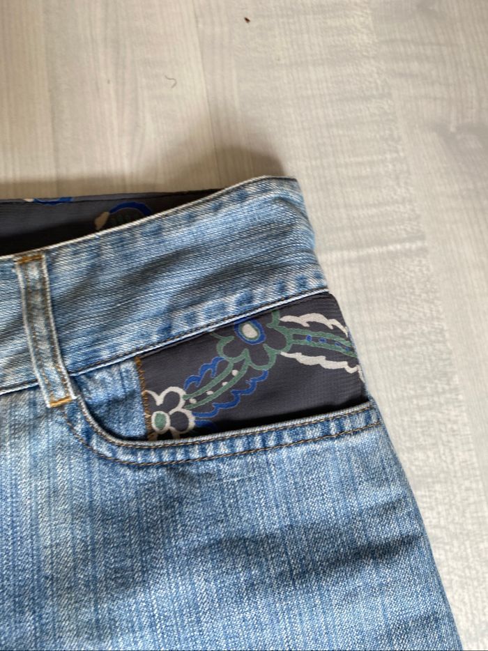 Jean bleu large vintage brodé cacharel - photo numéro 5