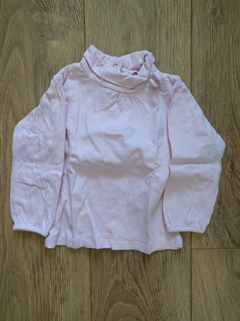 T-shirt manches longues col roulé rose - 3 ans