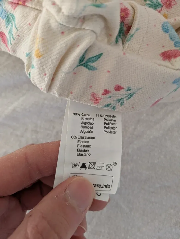 Pantalon / Legging à fleurs Mots d'enfants - Taille 24 mois - Crème - photo numéro 4