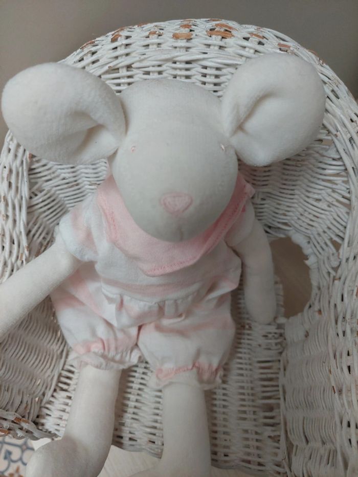 Tco - peluche doudou souris blanche et rose - photo numéro 2