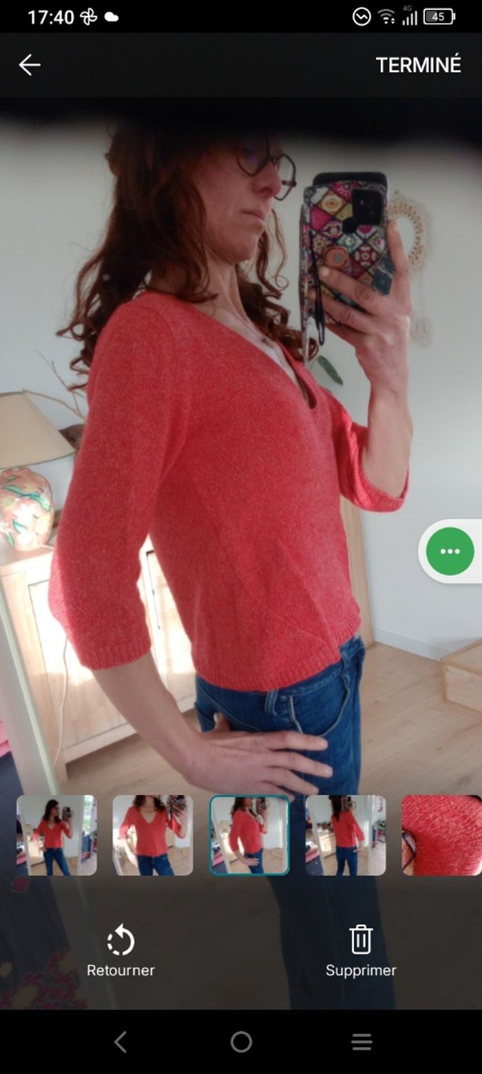 Pull femme 38 mailles fines rouges c76 - photo numéro 3