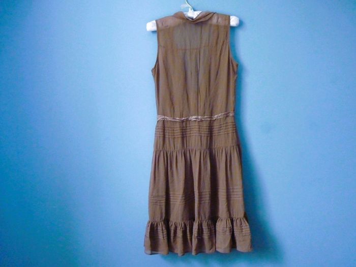 Robe femme cache coeur Hugo Boss 36 S soie collection été beige TBE - photo numéro 4