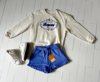 Sweat bonpoint beige et bleu 8 ans étiqueté