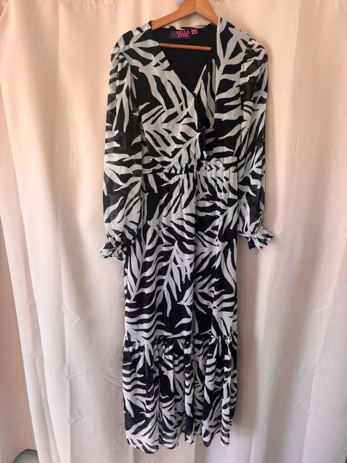 Robe longue motif feuille