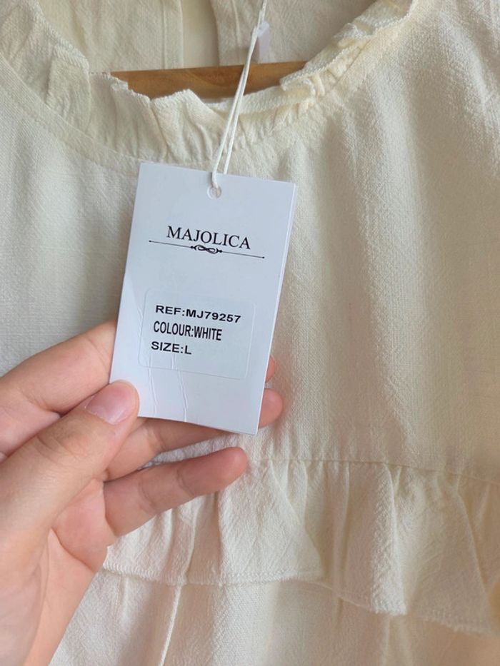 Blouse majolica blanche taille L - neuve avec étiquette - photo numéro 3