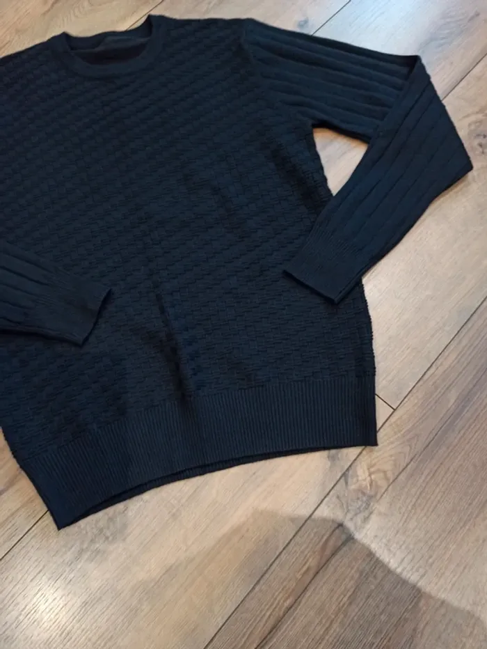 Pull noir uni manches longues homme L - photo numéro 3