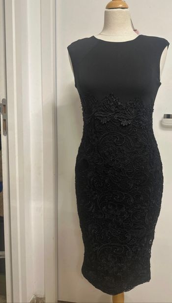 Robe crayon noir bi matière