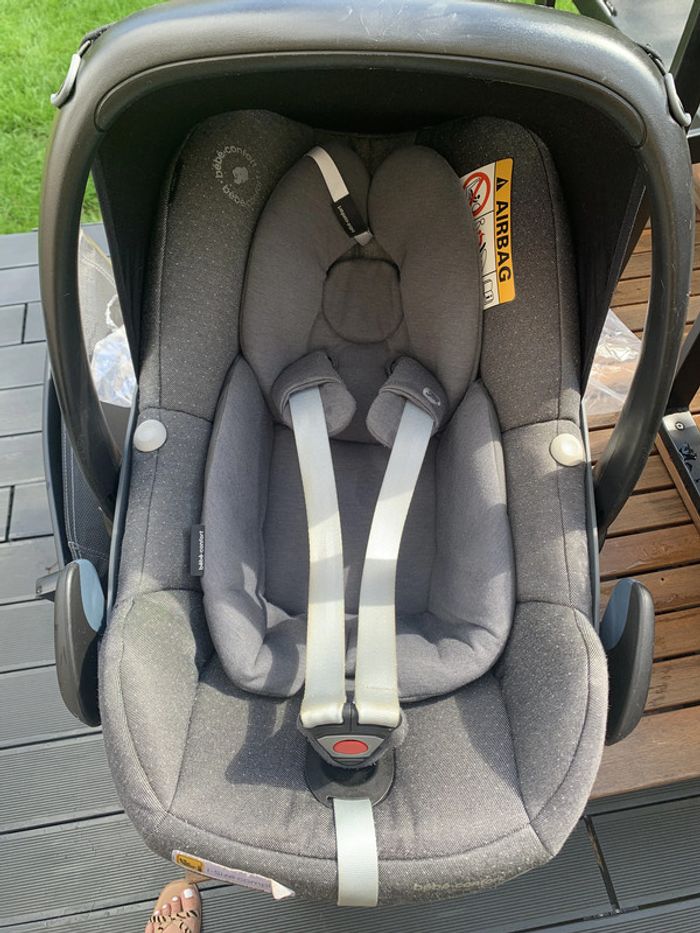 Lot poussette + cosy bébé confort sparkling grey TBE adaptateur protection pluie - photo numéro 7