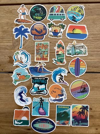 25 stickers surf, vagues, mer