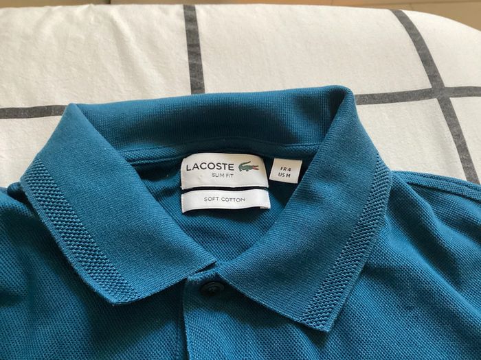 Polo Lacoste taille 4 = M ,bleu pétrole 100 % coton - photo numéro 4