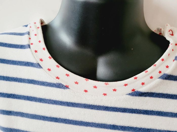 Haut pyjama marinière rayures bleu marine Petit bateau étoiles taille 12 ans 14 ans - photo numéro 5