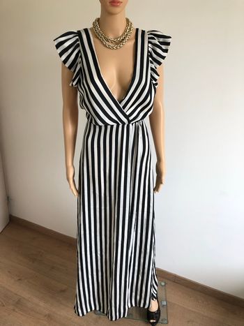 Robe longue noire et écrue neuve sans manches taille unique