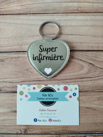 Porte-clé similicuir coeur super infirmière