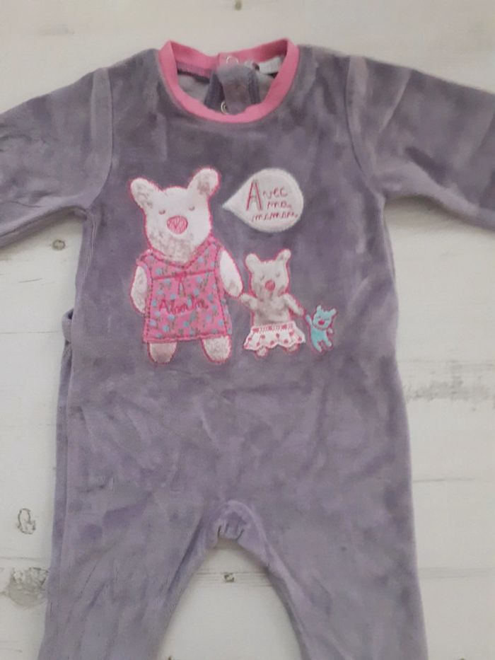 Pyjama fille mauve Velour Absorba 6 mois - photo numéro 2