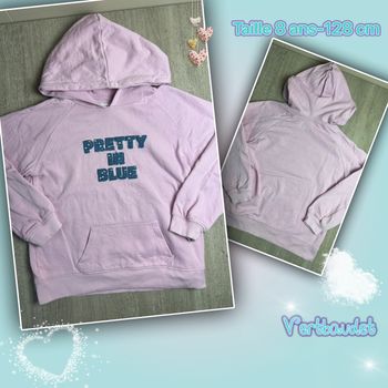 Sweat long à capuche pretty in blue - taille 8 ans