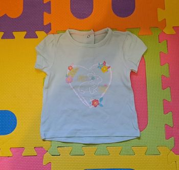 T-shirt manches courtes bleu clair lapin cœur, orchestra, taille 9 mois (71 cm)