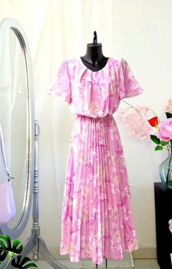 Robe longue rose plissée nouvelle collection