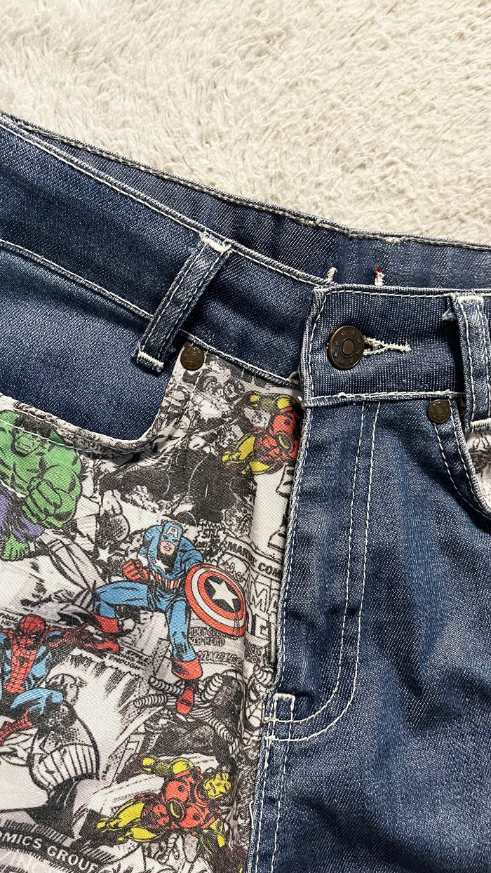 short en jean denim marvel comics taille 8/ 36 - photo numéro 4