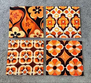 4 housses de coussin 40x40 style rétro 