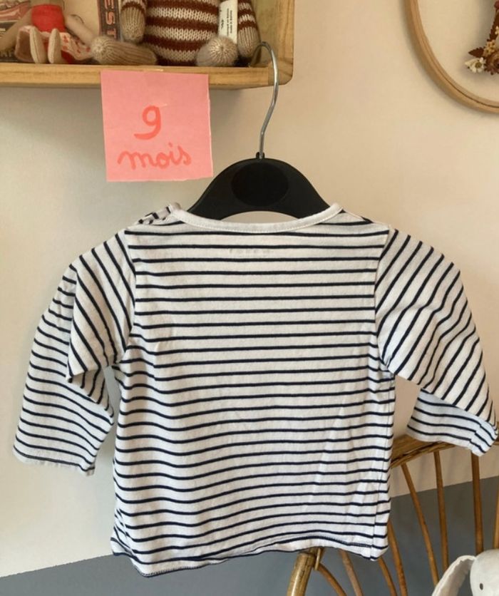 T-shirt fille manches longues, rayé marin avec cœur verbaudet - photo numéro 3