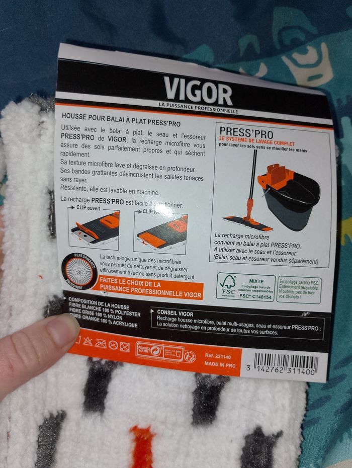 Housse microfibre neuve pour balai multi-usages Press'Pro - photo numéro 2