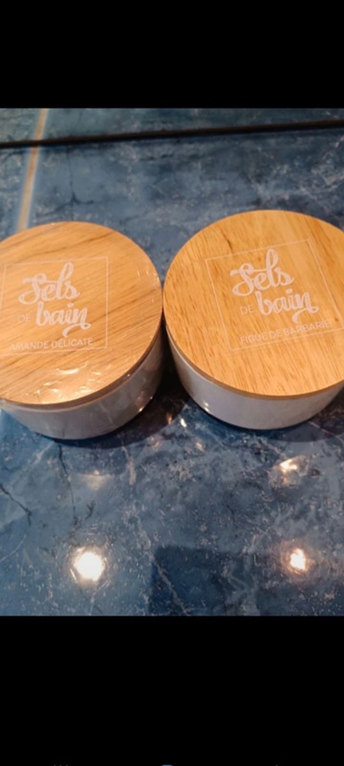 Sel de bain amande et figue 2 x 200 gr en pot et 1 sachet idée cadeau 🎁 - photo numéro 2