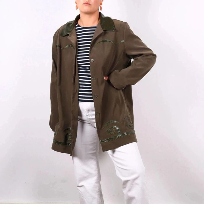 Sur chemise/petite veste vintage 90's Tilber en faux suède peau de pêche motif western (#240619) - photo numéro 9