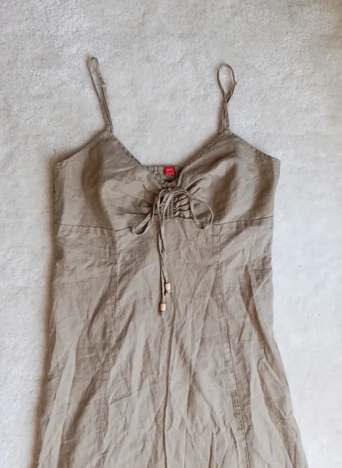 Robe d'été beige Esprit 36 finies bretelles réglables lin et coton - photo numéro 5