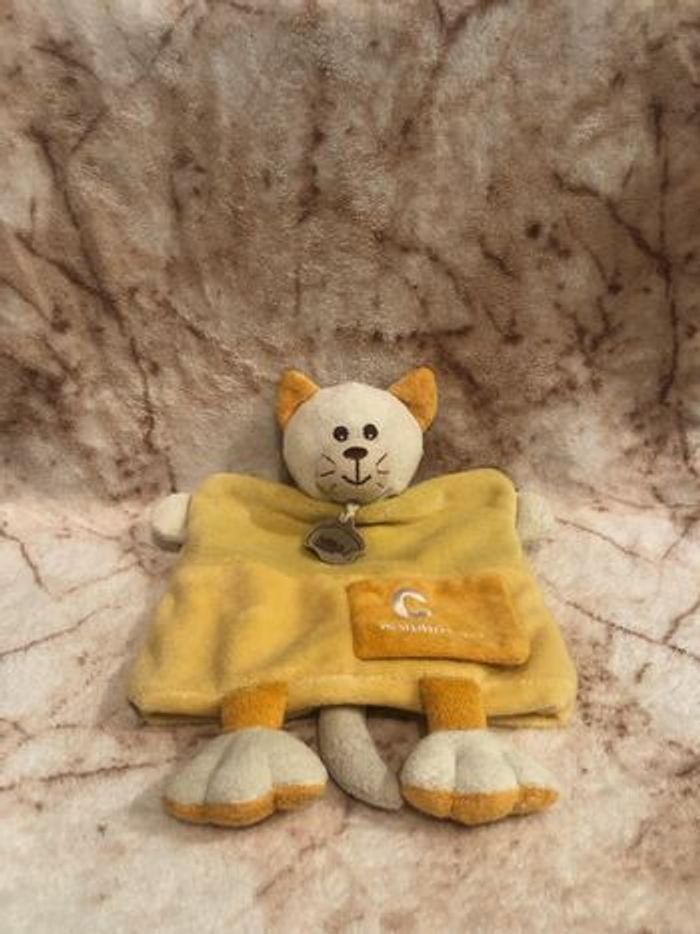 Doudou plat marionnette jaune C comme chat BabyNat Baby Nat - photo numéro 1