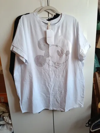 Tee shirt grande taille, tête Mickey argentée