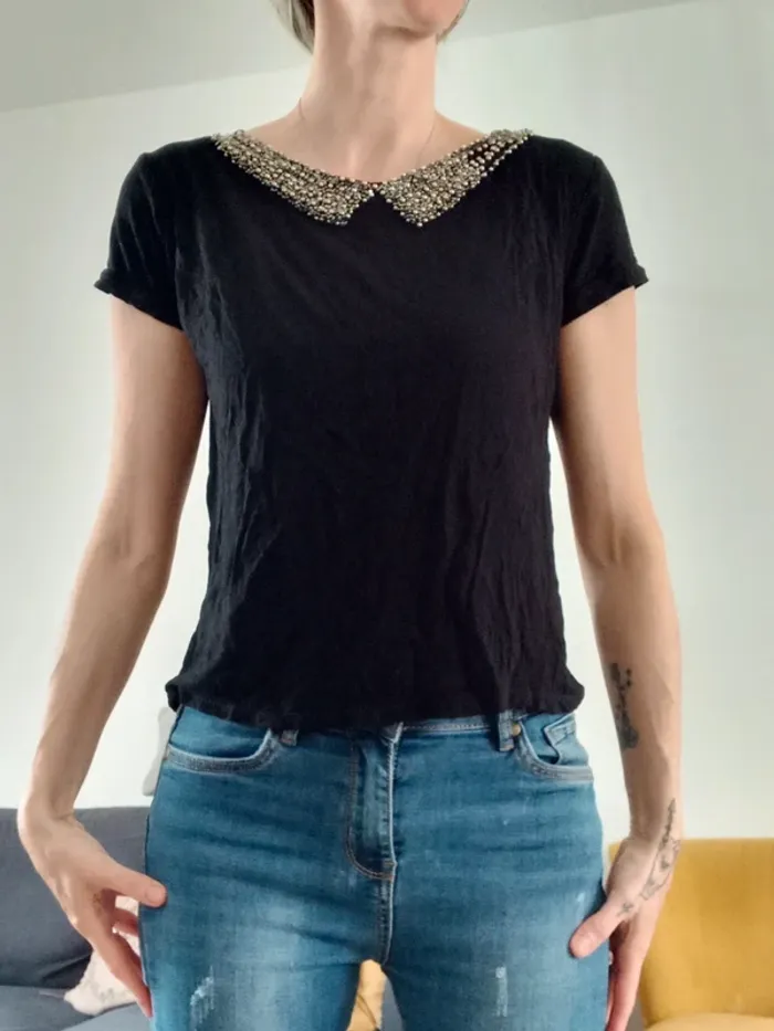Tee-shirt fantaisie femme noir - photo numéro 2