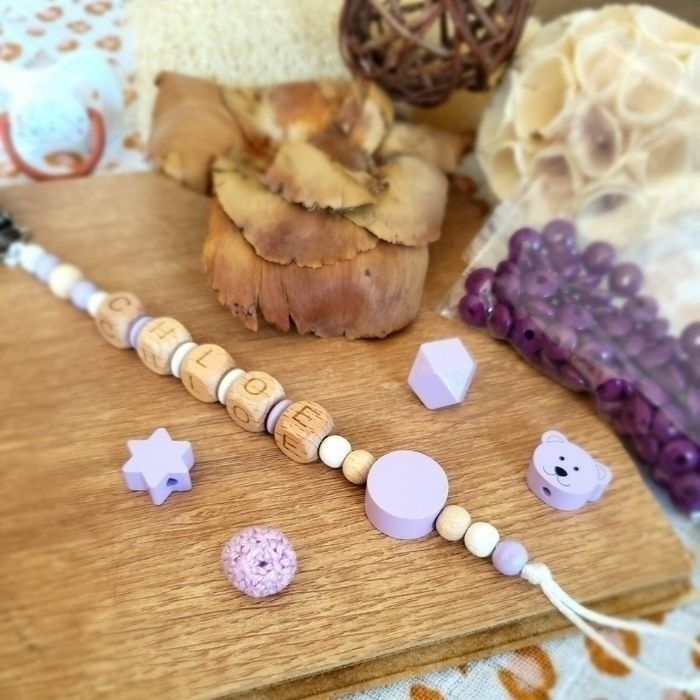 Attache-tétine bois motif au choix - photo numéro 4