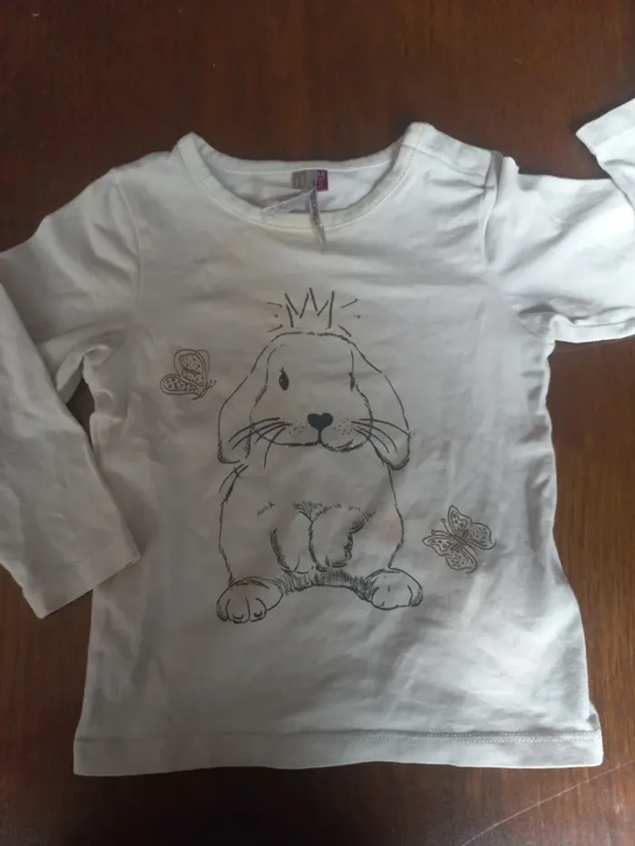 T-shirt blanc "lapin" Orchestra 12mois 74cm - photo numéro 3